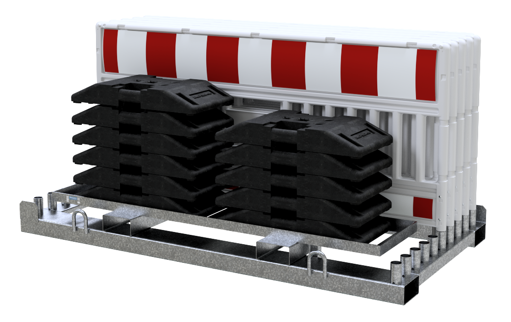 SET | with 10 panel fences | and 11 base plates | on storage and ...