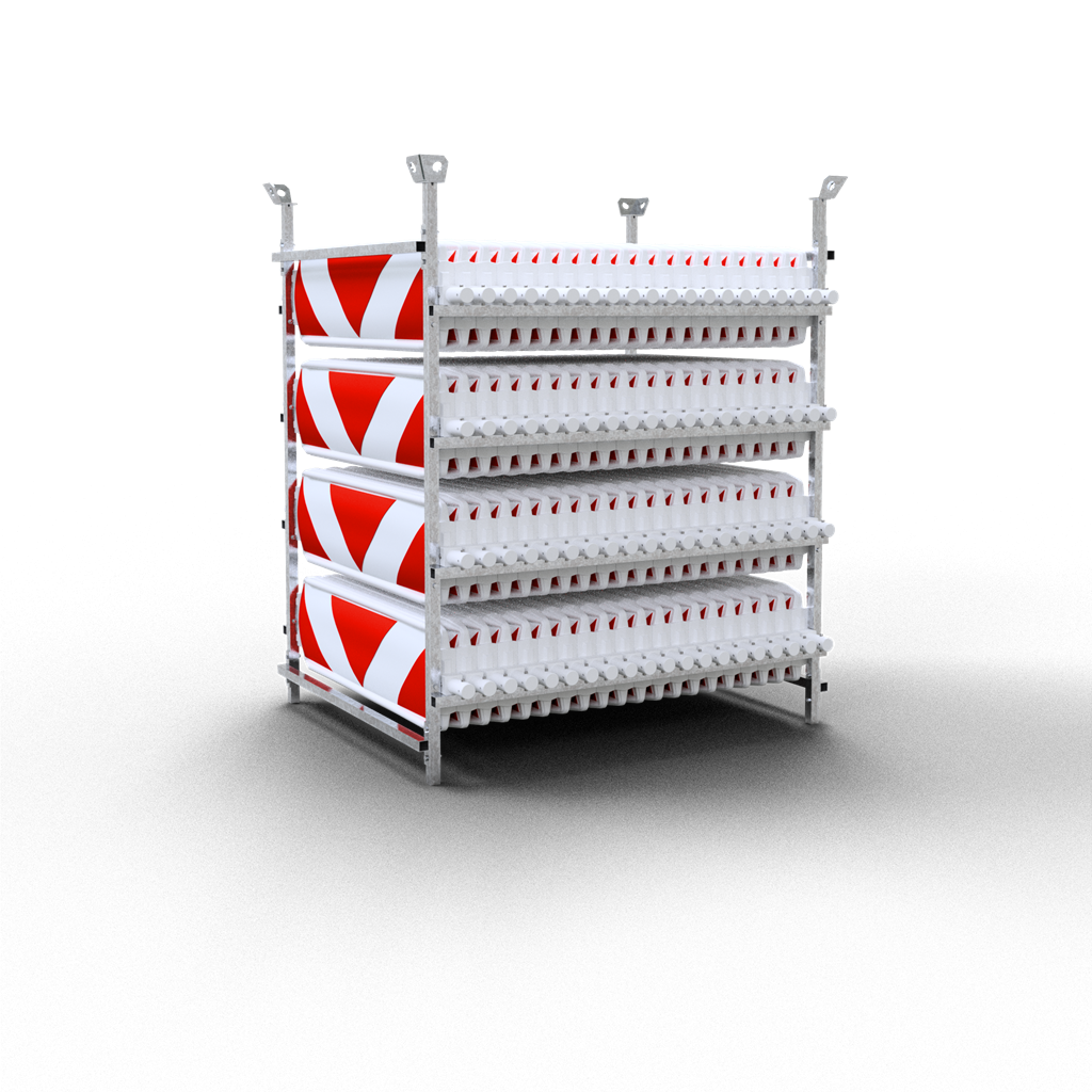 SET | with 80 traffic panels | on storage and transport frame | film ...