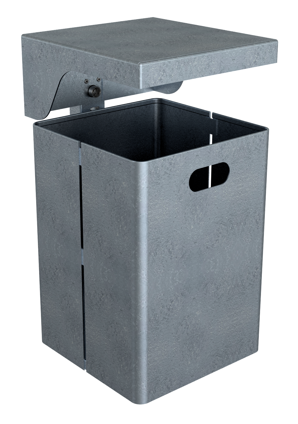 Square litter bin with cover | hot dipped galvanized | without ...