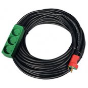 Kabelst 2 - 10 mtr - 3G1,5 mm - DK stik & 3 stikds R/G