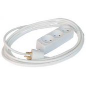 3 stikdse - hvid - m. jord - 1,5 mtr ledning