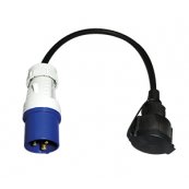 Adapter CEE stikprop 2P+J 230V/16A - Schuko mellemled 16A