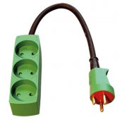 Adapterst 4 - DK stikp m/jord & 3 stikds m/ jord R/G